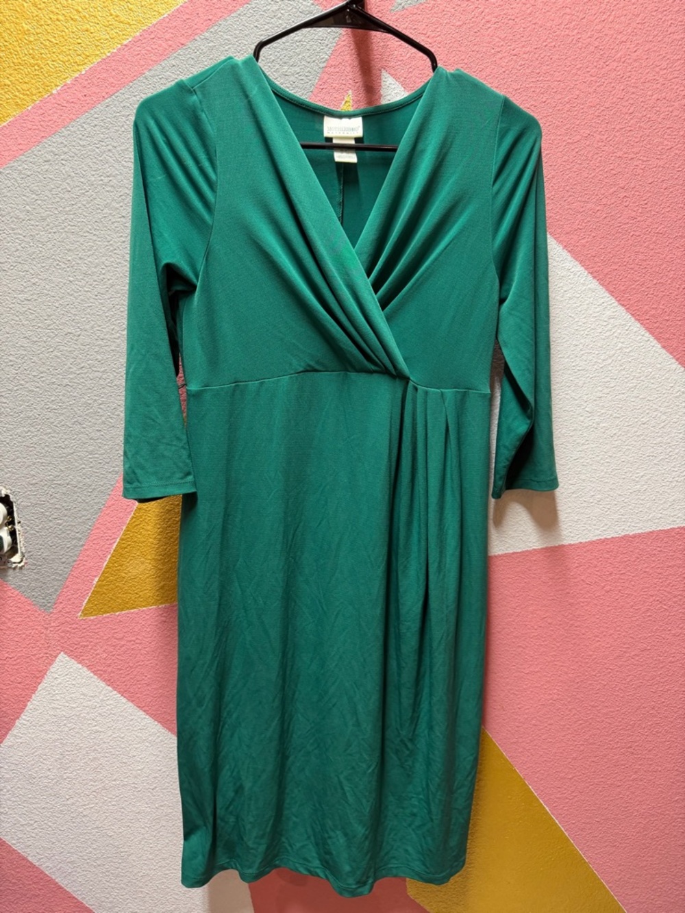 Motherhood Teal Green Faux-Wrap Midi Dress